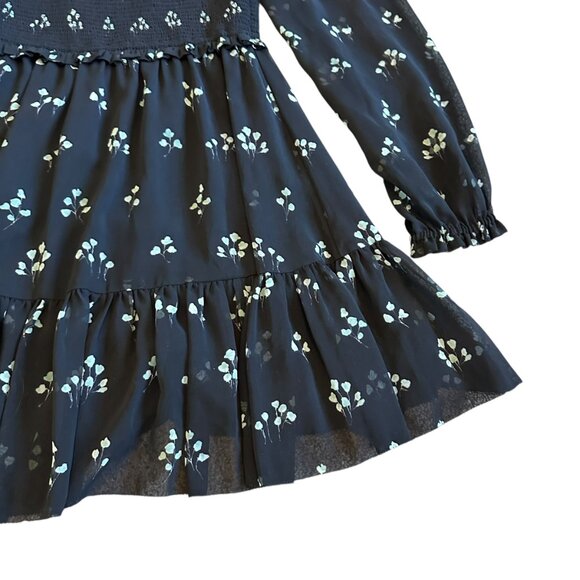 Wilfred Aritzia Tempest Dress Black Aqua Print Long Sleeve Mini Length Size XS - Picture 13 of 15